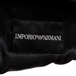 Pre Owned Emporio Armani Black Velvet Quilt Detail Stand Collar Jacket L