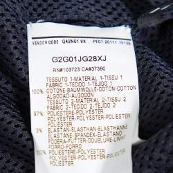 Pre Owned Emporio Armani Navy Blue Cotton Knit Trim Detail Collared Jacket M
