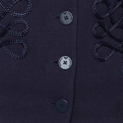 Pre Owned Emporio Armani Navy Blue Cotton Knit Trim Detail Collared Jacket M
