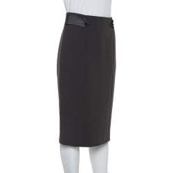 مملوكة مسبقًا Emporio Armani Dark Grey Crepe Paneled Pencil Skirt M
