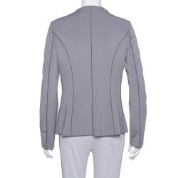 Pre Owned Emporio Armani Anthracite Neoprene Bow Detail Jacket L