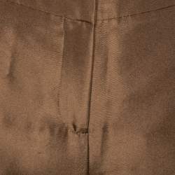 Pre Owned Emporio Armani Metallic Brown Silk Elastic Detail Cropped Pants M