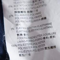 Pre Owned Emporio Armani Navy Blue Textured Sateen Pleated Detail Peplum Top XS