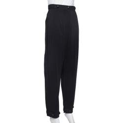 Pre Owned Emporio Armani Black Double Pence Button Detail High Waist Trousers M