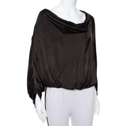 Pre Owned Emporio Armani Black Jersey Button Detail Oversized Top S