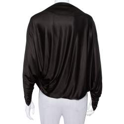 Pre Owned Emporio Armani Black Jersey Button Detail Oversized Top S