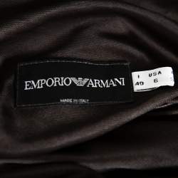 Pre Owned Emporio Armani Black Jersey Button Detail Oversized Top S