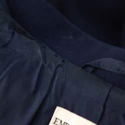 Pre Owned Emporio Armani Navy Blue Crepe Paneled Button Front Blazer M