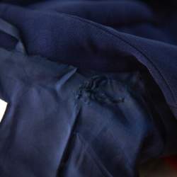 Pre Owned Emporio Armani Navy Blue Crepe Paneled Button Front Blazer M