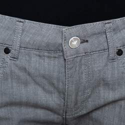 Pre Owned Emporio Armani Grey Cotton 5 Pocket Detail Tapered Leg Trousers L