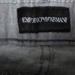 Pre Owned Emporio Armani Grey Cotton 5 Pocket Detail Tapered Leg Trousers L