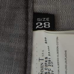 Pre Owned Emporio Armani Grey Cotton 5 Pocket Detail Tapered Leg Trousers L