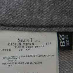 Pre Owned Emporio Armani Grey Cotton 5 Pocket Detail Tapered Leg Trousers L