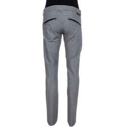 Pre Owned Emporio Armani Grey Cotton 5 Pocket Detail Tapered Leg Trousers L