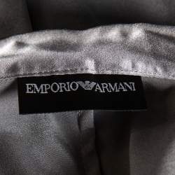 Pre Owned Emporio Armani Grey Silk Satin Button Front Paneled Sleeveless Shirt M