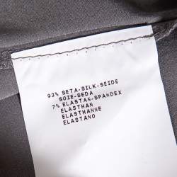 Pre Owned Emporio Armani Grey Silk Satin Button Front Paneled Sleeveless Shirt M