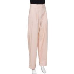 Emporio Armani Pale Pink Cotton Wide Leg Trousers L