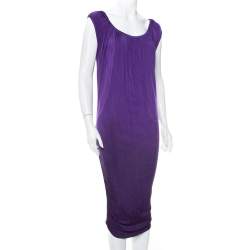 Pre Owned Emporio Armani Purple Knit Sleeveless Shift Dress M
