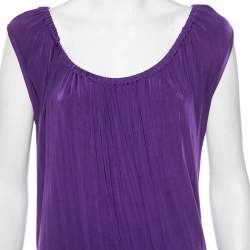 Pre Owned Emporio Armani Purple Knit Sleeveless Shift Dress M