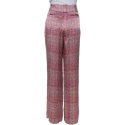 Emporio Armani Pink & Grey Printed Silk Palazzo Pants M