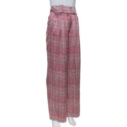 Emporio Armani Pink & Grey Printed Silk Palazzo Pants M