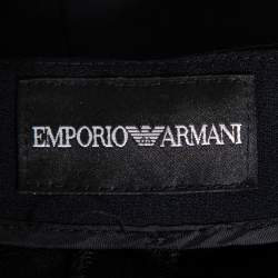 Pre Owned Emporio Armani Black Crepe Tapered Leg Trousers S