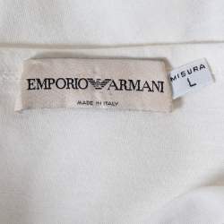 Pre Owned Emporio Armani White Cotton Logo Printed Crewneck T-Shirt L 