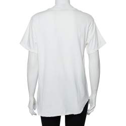 Pre Owned Emporio Armani White Cotton Logo Printed Crewneck T-Shirt L 