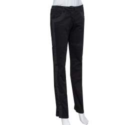 Pre Owned Emporio Armani Black Side Trim & Button Detail Trousers M