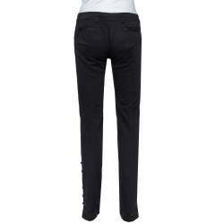 Pre Owned Emporio Armani Black Side Trim & Button Detail Trousers M