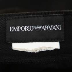 Pre Owned Emporio Armani Black Side Trim & Button Detail Trousers M