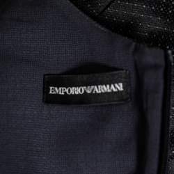 Pre Owned Emporio Armani Black Wool Pleated Mini Dress M