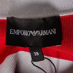 Pre Owned Emporio Armani Multicolor Striped Knit Puff Sleeve Mini Dress S