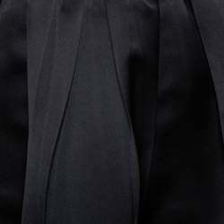 Pre Owned Emporio Armani Black Satin Pleated Midi Skirt S