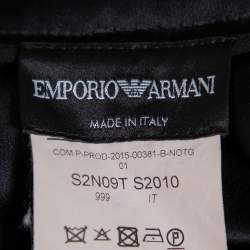 Pre Owned Emporio Armani Black Satin Pleated Midi Skirt S