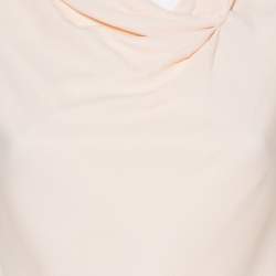 Pre Owned Emporio Armani Pink Textured Crepe Draped Sleeveless Top S