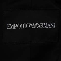 Pre Owned Emporio Armani Vintage Black Velvet Embellished Detail Button Front Blazer S