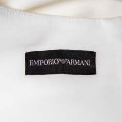 Pre Owned Emporio Armani White Stretch Knit Short Sleeve Sheath Dress S