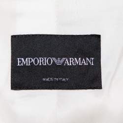 Pre Owned Emporio Armani White Crepe Button Front Blazer S