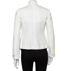 Pre Owned Emporio Armani White Crepe Button Front Blazer S