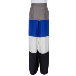 Pre Owned Emporio Armani Multicolor Silk Paneled Palazzo Pants M