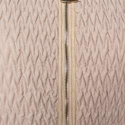 Pre Owned Emporio Armani Beige Quilted Synthetic Zip Front Jacket M