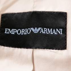 Pre Owned Emporio Armani Beige Quilted Synthetic Zip Front Jacket M