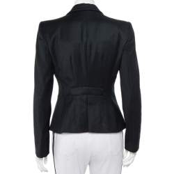 Pre Owned Emporio Armani Vintage Black Wool Hook Front Blazer M