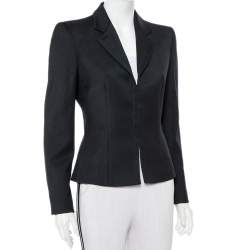 Pre Owned Emporio Armani Vintage Black Wool Hook Front Blazer M