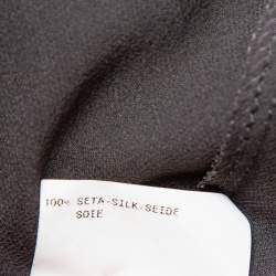 Pre Owned Emporio Armani Charcoal Grey Silk Neck Tie Detail Smocked Top S