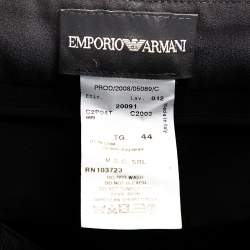 Pre Owned Emporio Armani Black Crepe Side Strip Detail Straight Leg Trousers M
