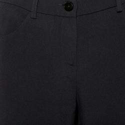 Pre Owned Emporio Armani Black Crepe Side Strip Detail Straight Leg Trousers M