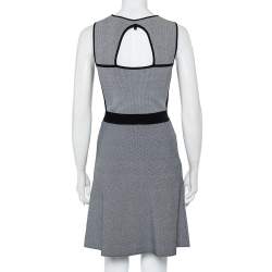 Pre Owned Emporio Armani Monochrome Patterned Knit Skater Dress S