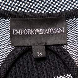 Pre Owned Emporio Armani Monochrome Patterned Knit Skater Dress S